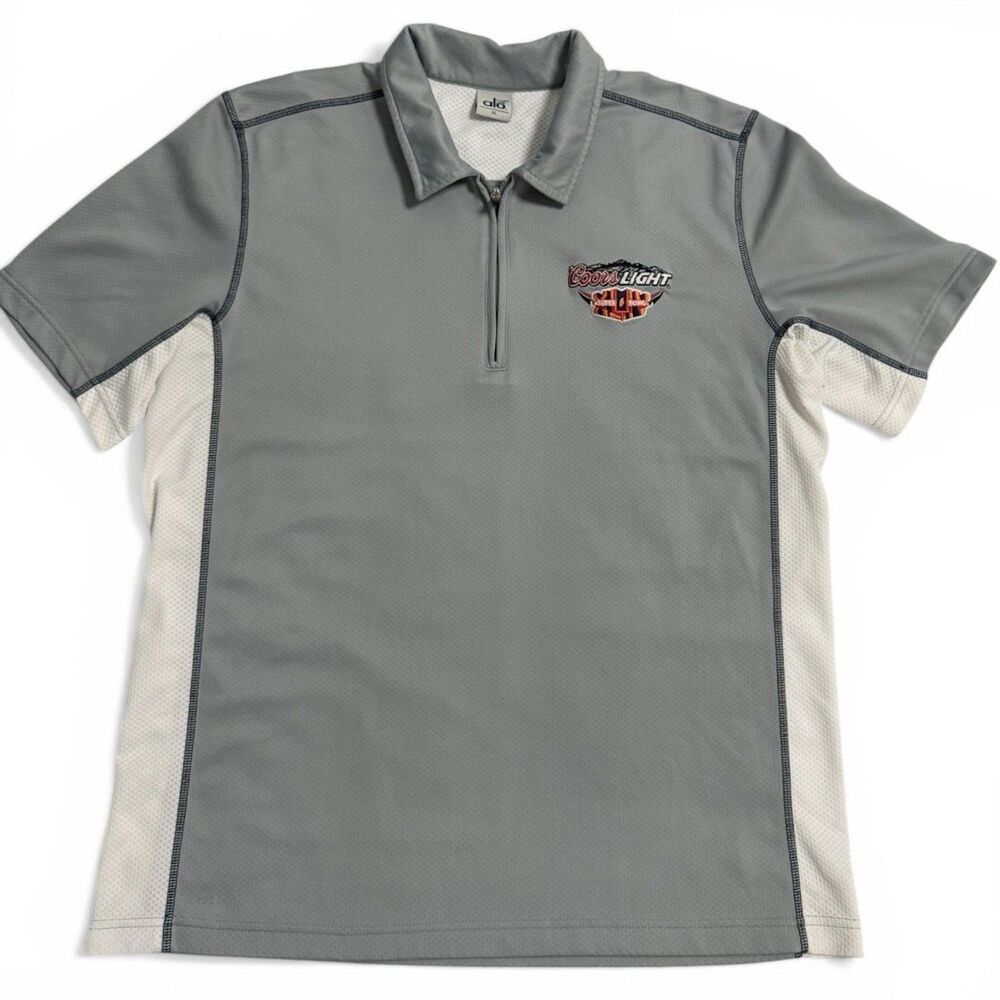 Alo CoolFit x Coors Light Super Bowl XL Golf Performance Polo Shirt Gray White